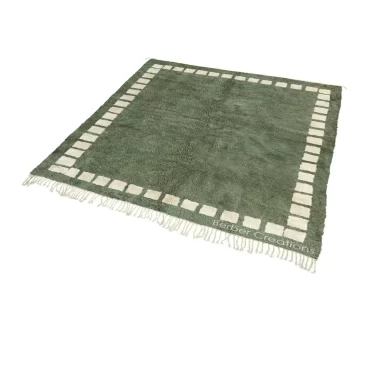 Moroccan Beni Wool Rug Green  – BHALIL