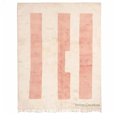 Moroccan Beni Wool Rug White and Pink – IFRANE