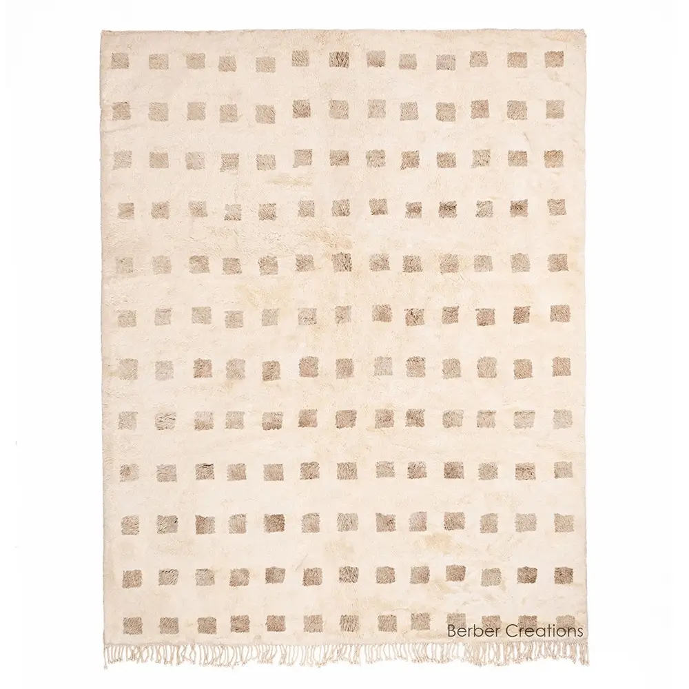 moroccan berber rug beige and white - OUDAD 2