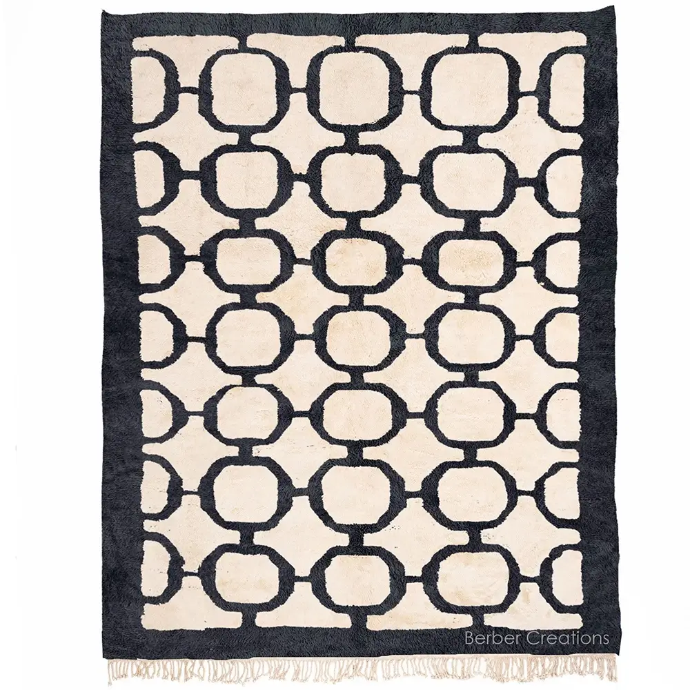 moroccan berber wool rug black and white - YACOUB