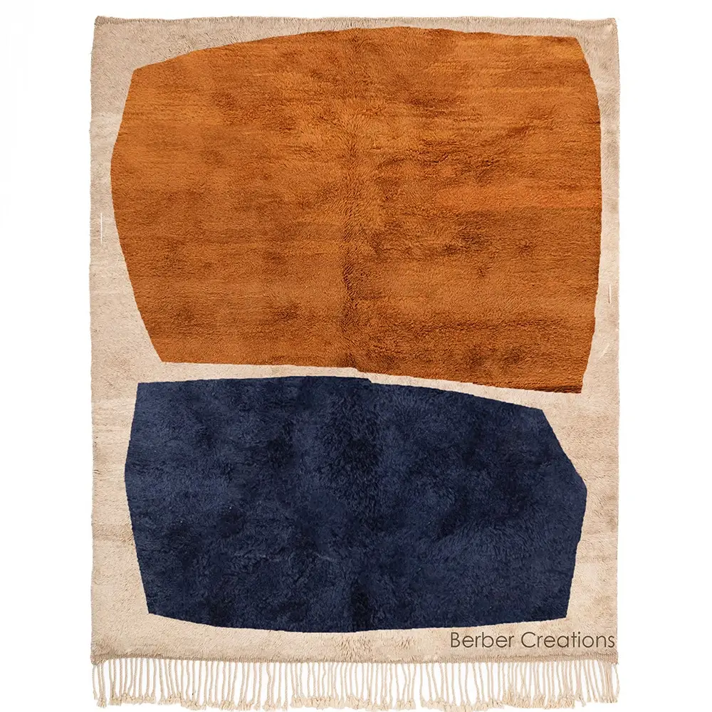 moroccan berber wool rug rust orange and navy blue - OURIKA 1