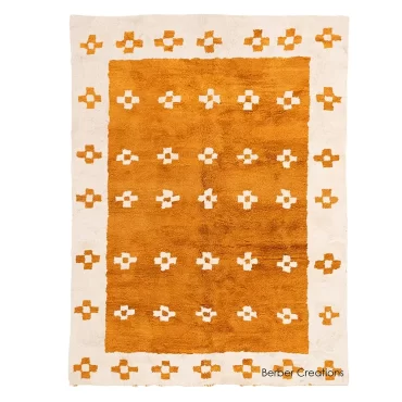 Moroccan Berber Wool Rug White and Orange – AGLOU