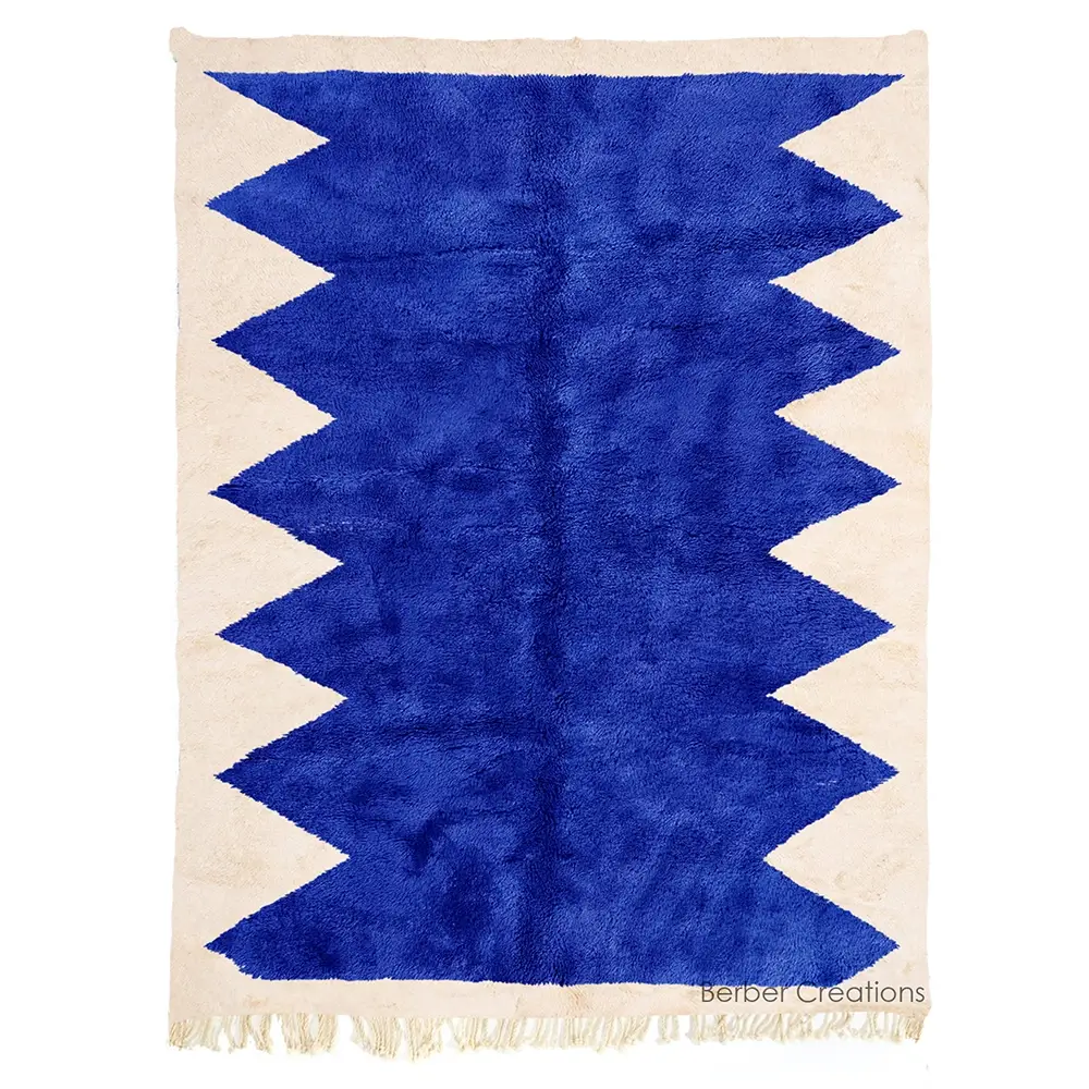 moroccan rug blue and white - TINGHIR