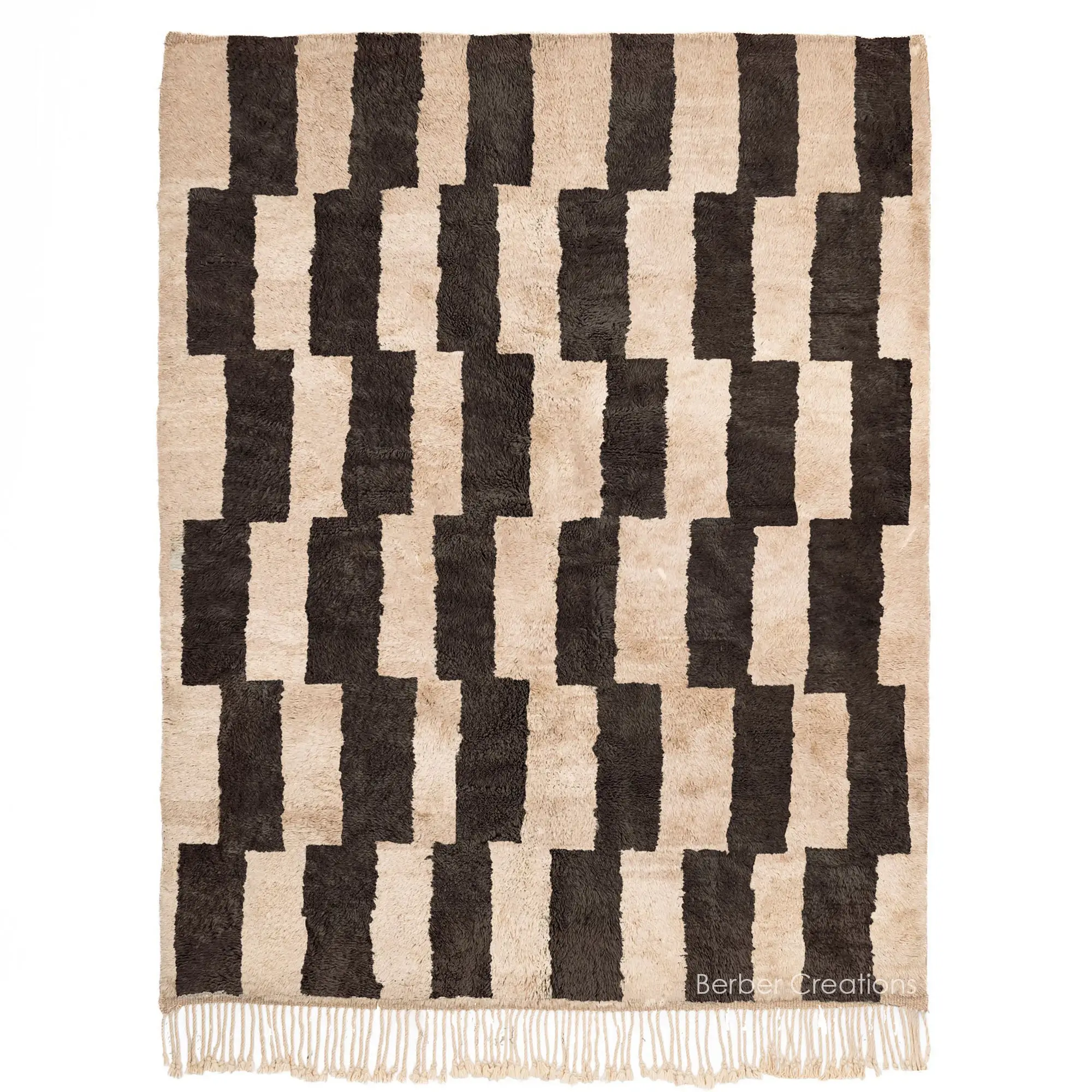 moroccan wool rug black and beige - Imlil