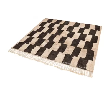 Moroccan Wool Rug Black and Beige – IMLIL