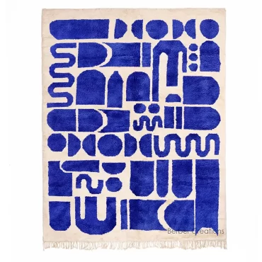 Moroccan Wool Rug Blue and White – IFNI