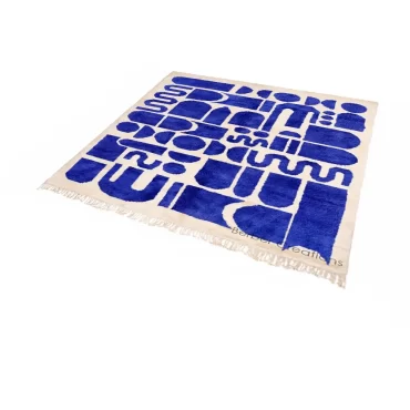 Moroccan Wool Rug Blue and White – IFNI