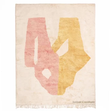 Abstract Moroccan Berber Wool Rug Yellow and Pink  RT0018