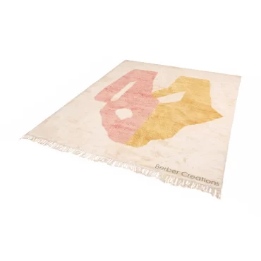Abstract Moroccan Berber Wool Rug Yellow and Pink  RT0018