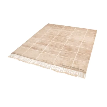 Beige Moroccan Beni Wool Rug Grid