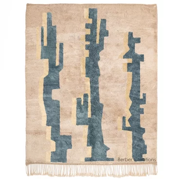 Moroccan Abstract Berber Rug Beige and Blue