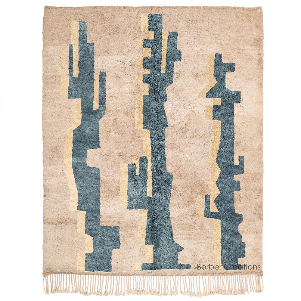 Moroccan Abstract berber rug beige and blue