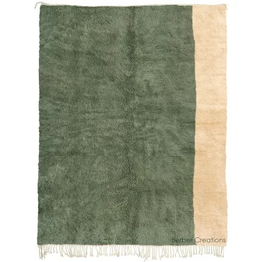 Moroccan Beni Wool Rug Green and Cream – TR0015