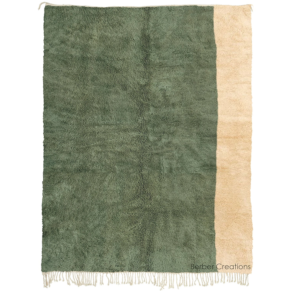 moroccan beni wool rug green and cream