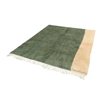 Moroccan Beni Wool Rug Green and Cream – TR0015