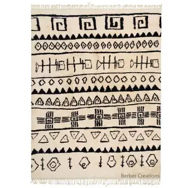 Moroccan Beni Ourain Rug Black and Cream – PR0054