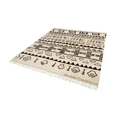 Moroccan Beni Ourain Rug Black and Cream – PR0054