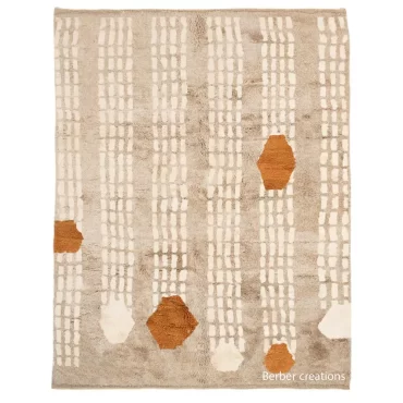 Moroccan Beni Rug Contemporary Style Beige and Orange