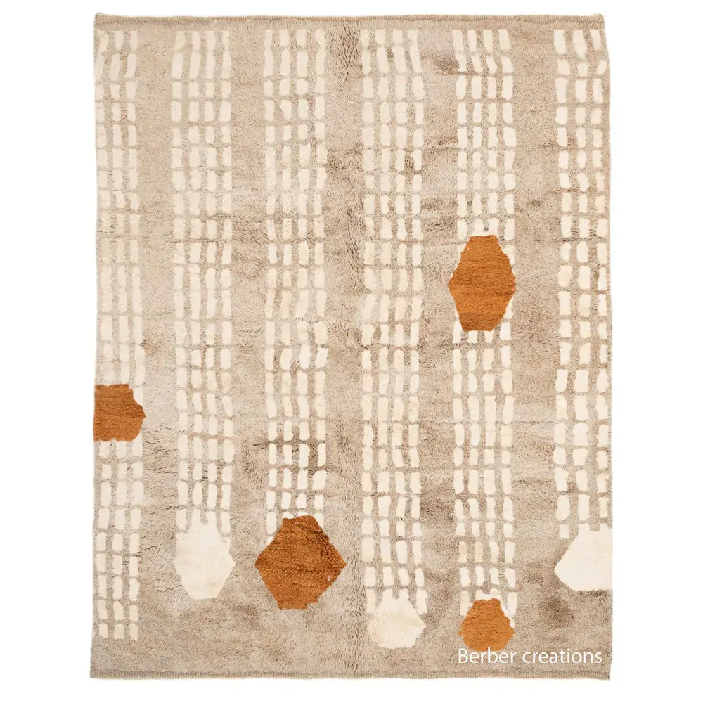 Moroccan Beni Rug Contemporary style beige and orange (1)