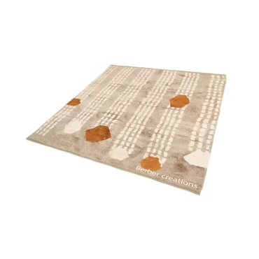 Moroccan Beni Rug Contemporary Style Beige and Orange