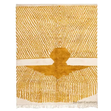 Moroccan Berber Wool Rug Mustard Yellow and White – AMINA