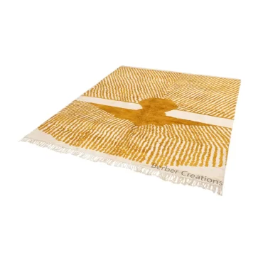 Moroccan Berber Wool Rug Mustard Yellow and White – AMINA