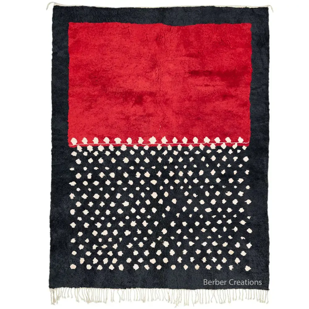 Moroccan beni rug black and red - Thuraya