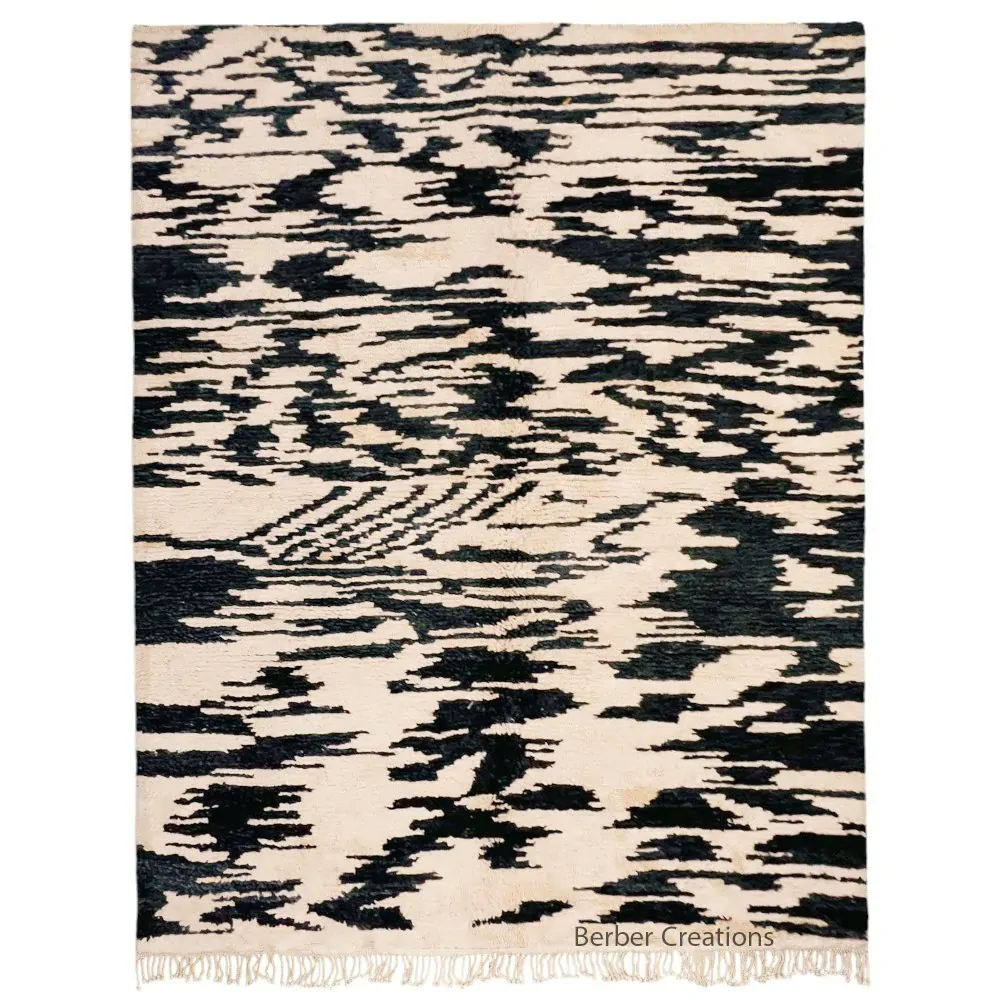 Moroccan beni rug black and white - Suha