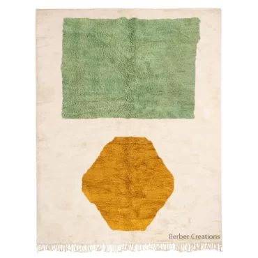 Abstract Moroccan Beni Rug Green Orange – NOORAYA