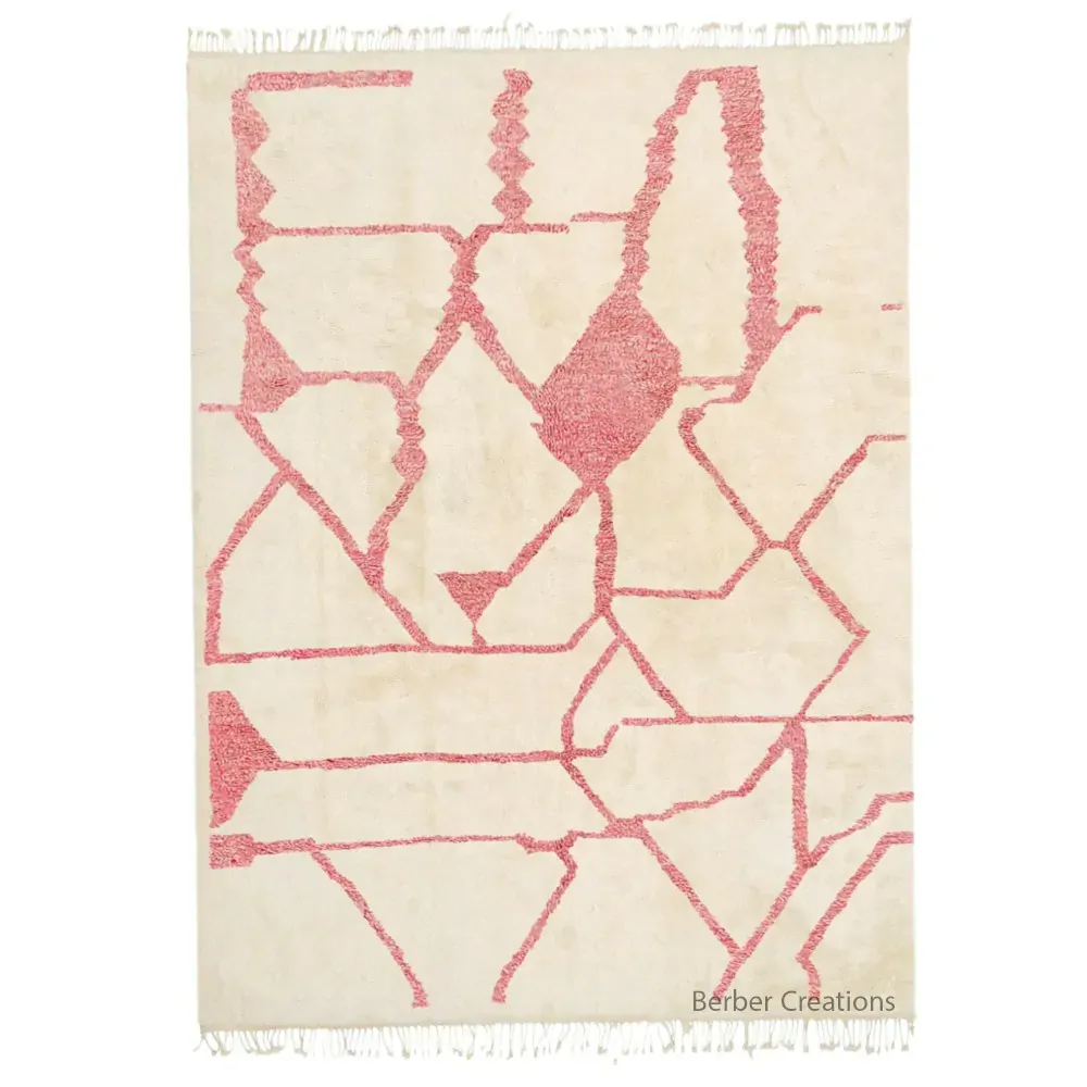 abstract moroccan rug pink and white - Hadia