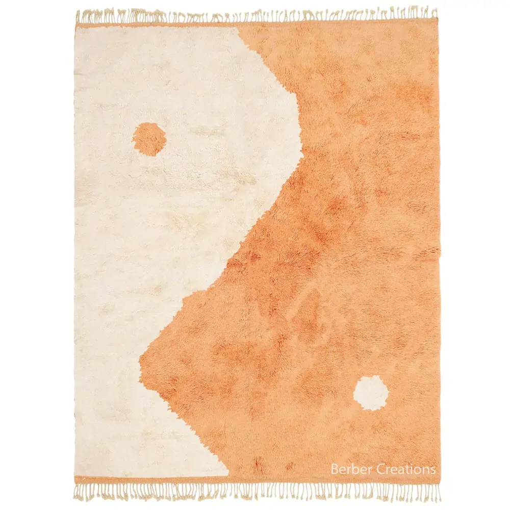 abstract moroccan wool rug peach and white - Nada