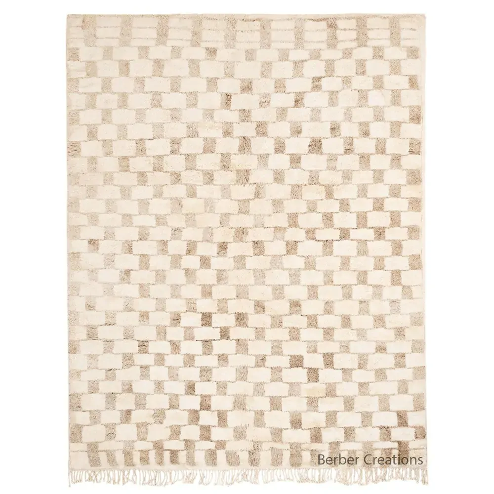 beige moroccan beni rug - Qamar