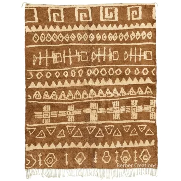 Brown Moroccan Beni Rug Tribal Design
