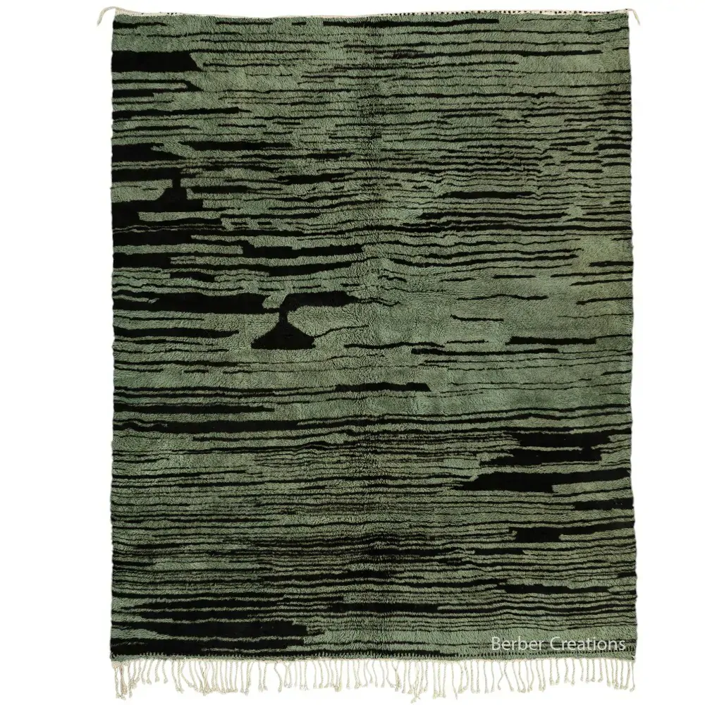 contemporary beni rug green and black - Ranya