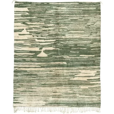 Contemporary Moroccan Beni Rug Green and White – TAFIDA