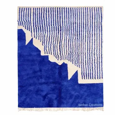 Handmade Moroccan Berber Rug Blue and White – IMANE