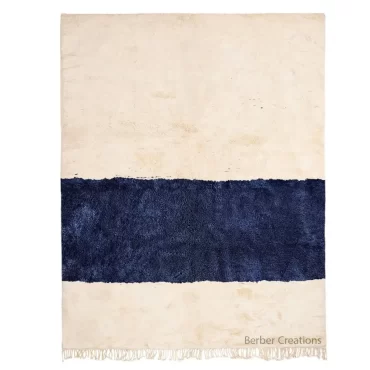 Moroccan Berber Rrug White and Navy Blue – KHADIJA