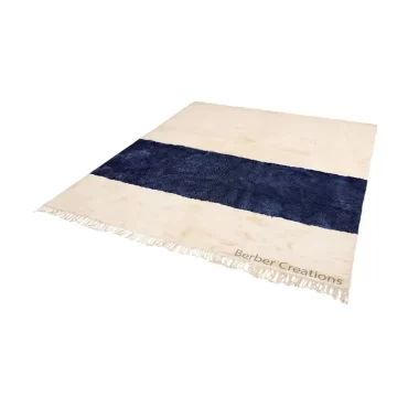 Moroccan Berber Rrug White and Navy Blue – KHADIJA