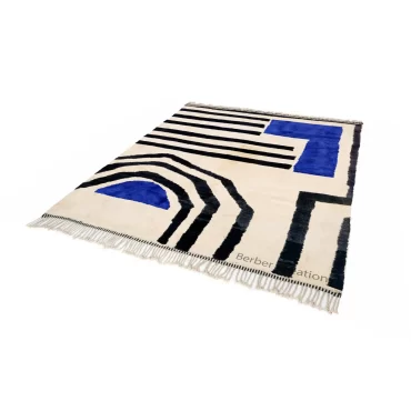Handmade Moroccan Rug Blue Black and White – NADIA