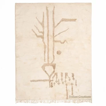 Moroccan Abstract Berber Rug Beige and White – BOUCHRA