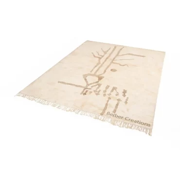 Moroccan Abstract Berber Rug Beige and White – BOUCHRA