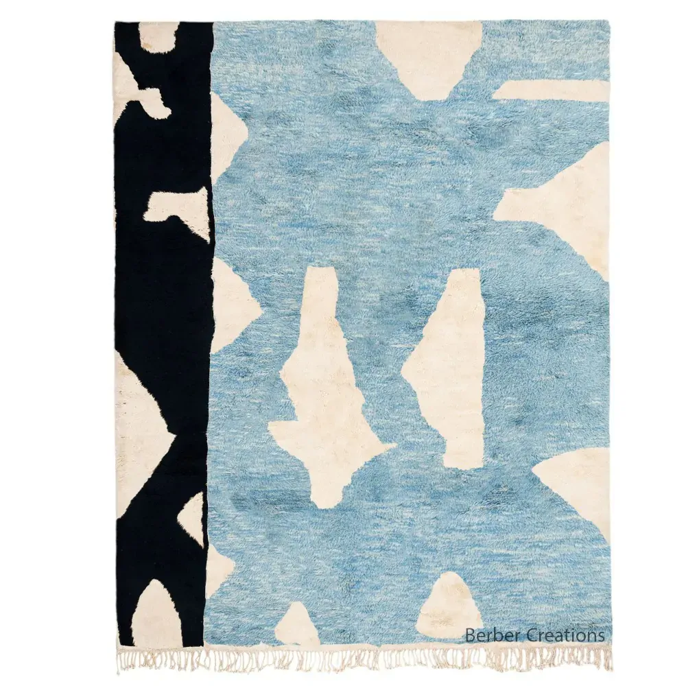 moroccan beni rug light blue and white - Nisma