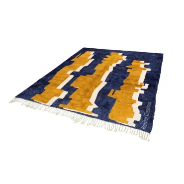 Moroccan Beni Rug Navy Blue and Mustard – BAHIJA