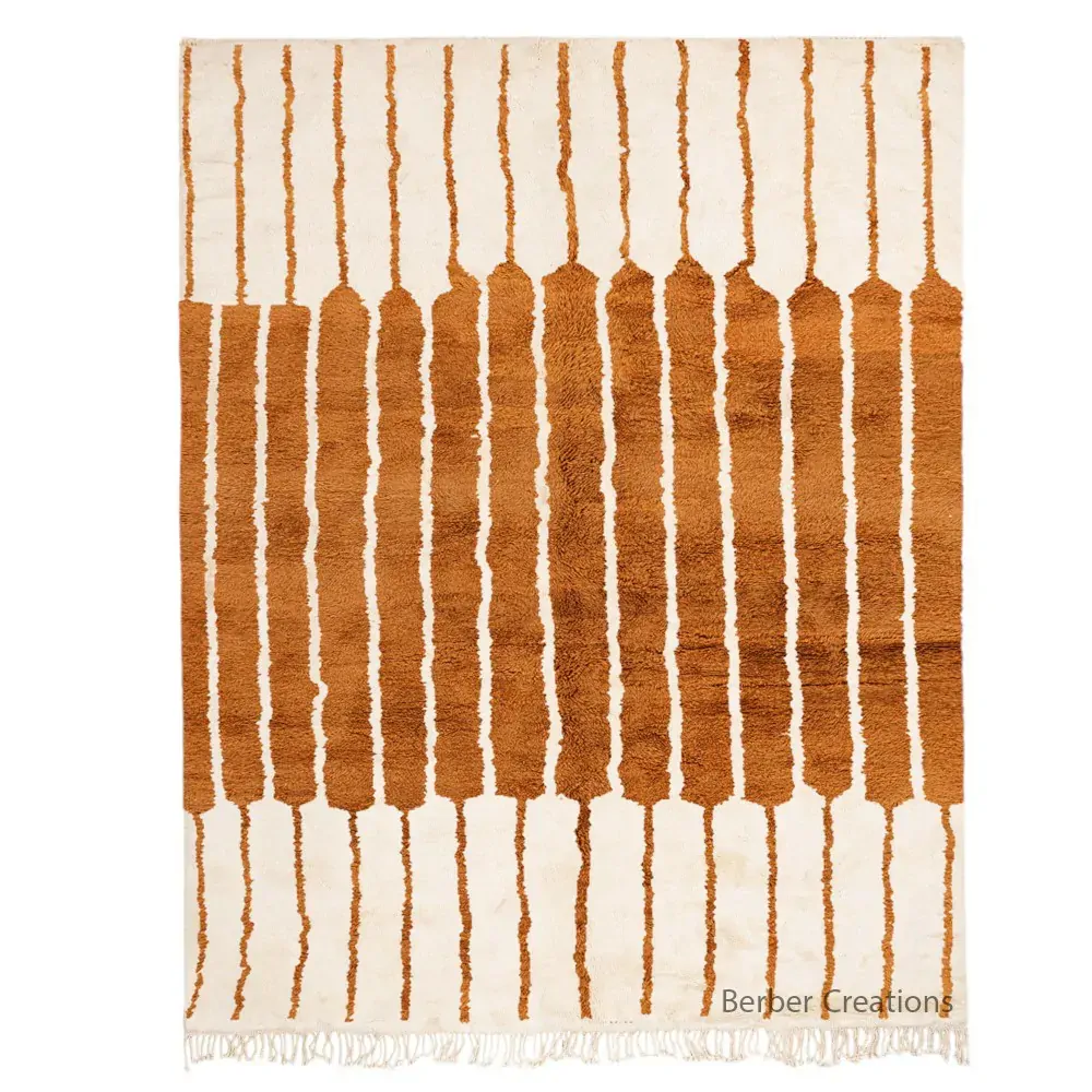 moroccan beni rug orange and white - Talia