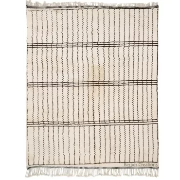 Striped Moroccan Berber Rug Black and White – AMANI