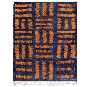 Custom Moroccan Blue and Orange Rug | The ‘Dash’ Rug