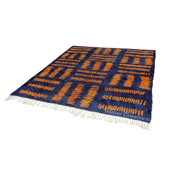 Custom Moroccan Blue and Orange Rug | The ‘Dash’ Rug