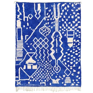 Custom Azilal Rug | Abstract Blue and White Moroccan Wool Rug