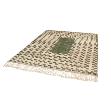 Green Moroccan Rug – Beni Ourain Checkerboard Design
