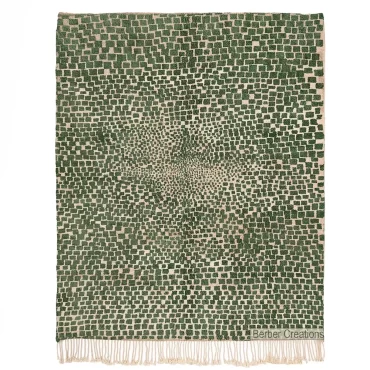 Handwoven Green Abstract Moroccan Rug – Mosaic Pattern